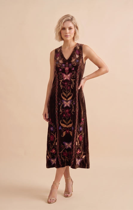 Johnny Was Carminia Velvet V-Neck Midi Tank Dress J30225-O