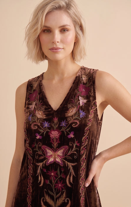 Johnny Was Carminia Velvet V-Neck Midi Tank Dress J30225-O