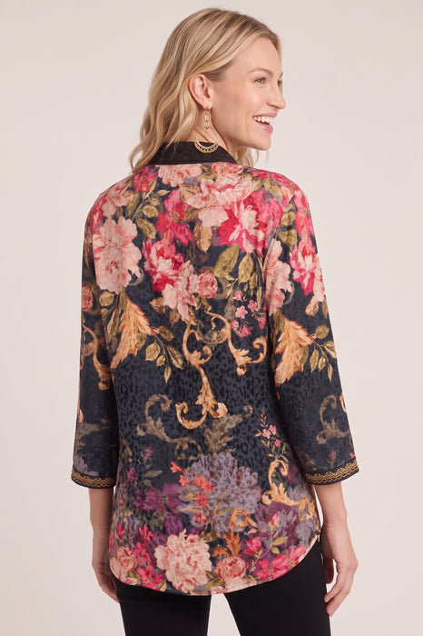 Johnny Was Cheri Animal Pattern Kimono Sleeve Shirt W15625-9