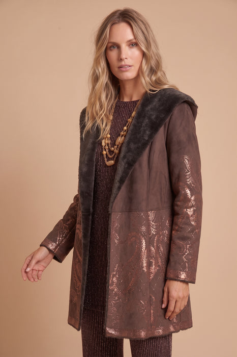 Johnny Was Chocolate Lasei Faux Suede Fur Coat C42125-O