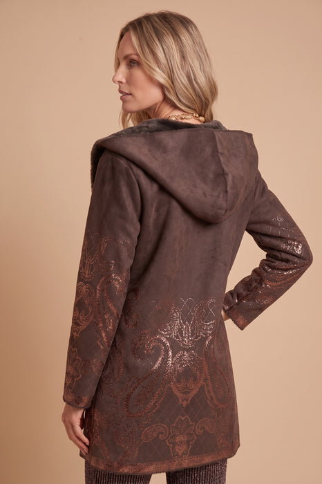 Johnny Was Chocolate Lasei Faux Suede Fur Coat C42125-O