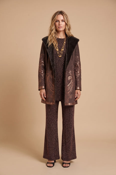 Johnny Was Chocolate Lasei Faux Suede Fur Coat C42125-O