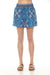 Blue floral geometric patterned cotton shorts with drawstring waist and side pockets from Johnny Was