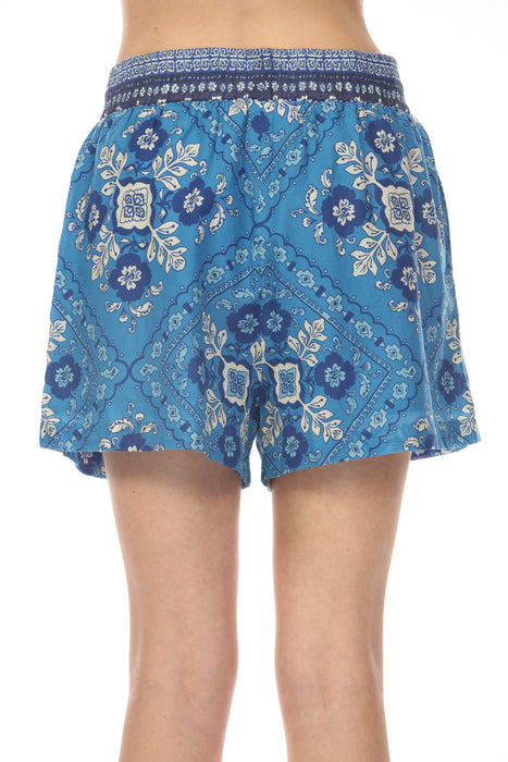 Johnny Was Blue Ciena Drawstring Short R11225-2K