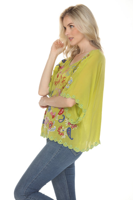 Johnny Was Raysa Embroidered 3/4 Sleeve Blouse C13626-2