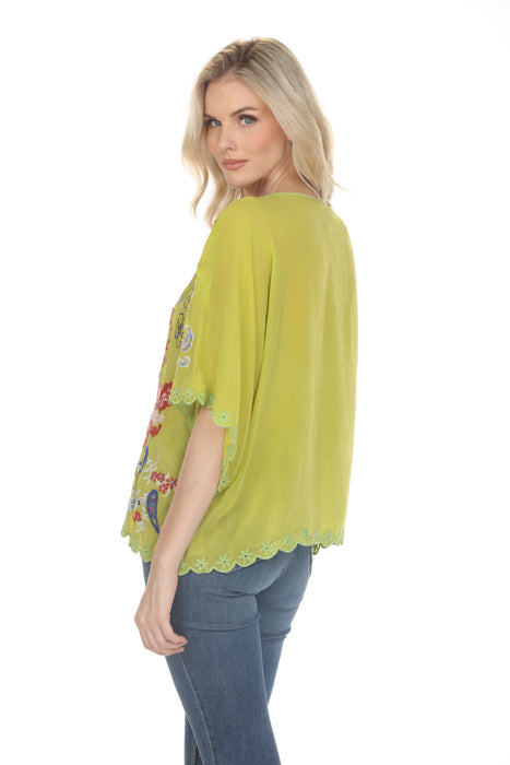 Johnny Was Raysa Embroidered 3/4 Sleeve Blouse C13626-2