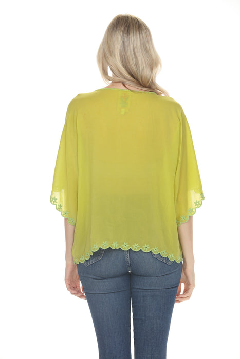 Johnny Was Raysa Embroidered 3/4 Sleeve Blouse C13626-2