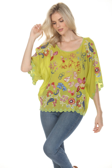 Johnny Was Raysa Embroidered 3/4 Sleeve Blouse C13626-2