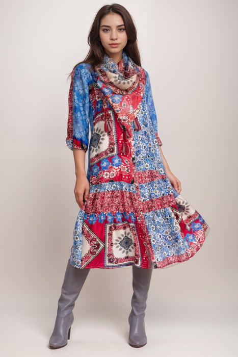 Johnny Was Cornelia Button Front Silk Midi Dress C37125-1