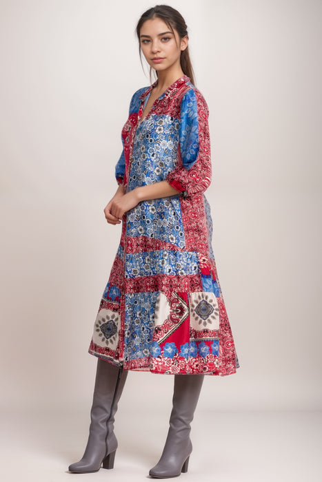 Johnny Was Cornelia Button Front Silk Midi Dress C37125-1