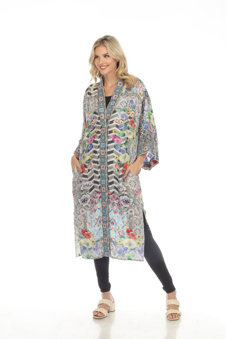 Johnny Was Style C45123 Cozumel Eliza Silk Printed Reversible Long Kimono Plus Size