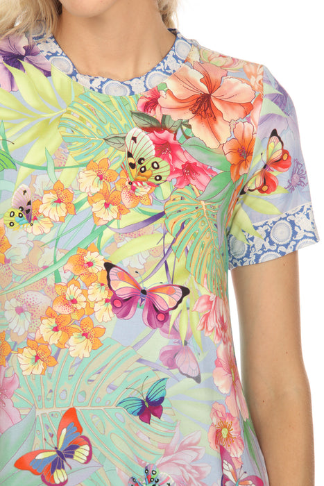 Johnny Was Cozumel Favorite Short Sleeve Crew Neck Swing Tee T11823-2D