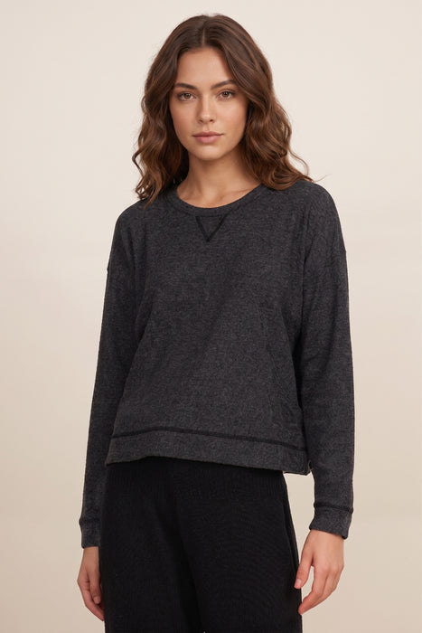Johnny Was Calme Crew Neck Waffle Sweatshirt O11822-O Boho Chic