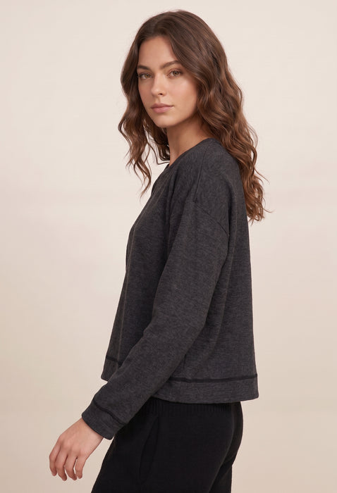 Johnny Was Calme Crew Neck Waffle Sweatshirt O11822-O Boho Chic