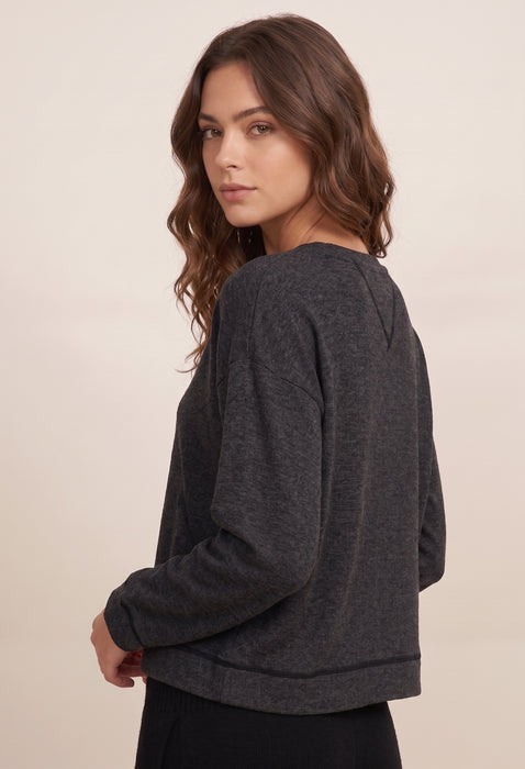 Johnny Was Calme Crew Neck Waffle Sweatshirt O11822-O Boho Chic