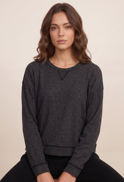 Johnny Was Calme Crew Neck Waffle Sweatshirt O11822-O Boho Chic