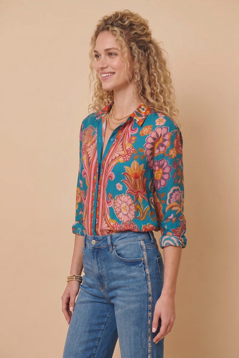 Johnny Was  The Audrey Vibrant Floral Button-up Shirt C10125-E