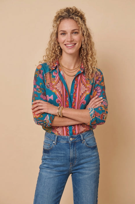 Johnny Was  The Audrey Vibrant Floral Button-up Shirt C10125-E