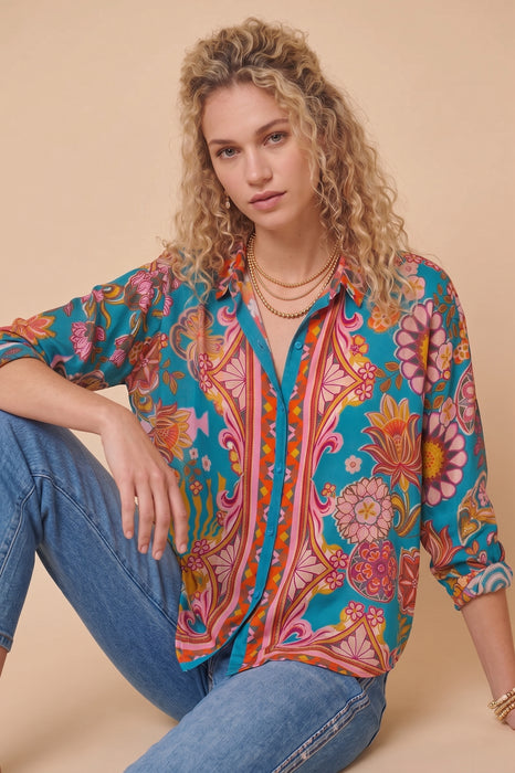 Johnny Was  The Audrey Vibrant Floral Button-up Shirt C10125-E