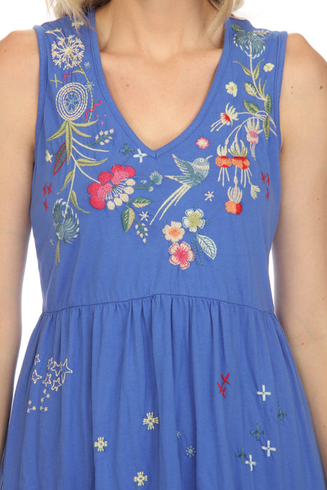 Johnny Was Cleo Tiered Knit Embroidered Tank Dress Boho Chic J34822