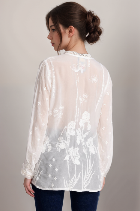 Johnny Was White Orchid Party De Vries Tunic Top C24425-2