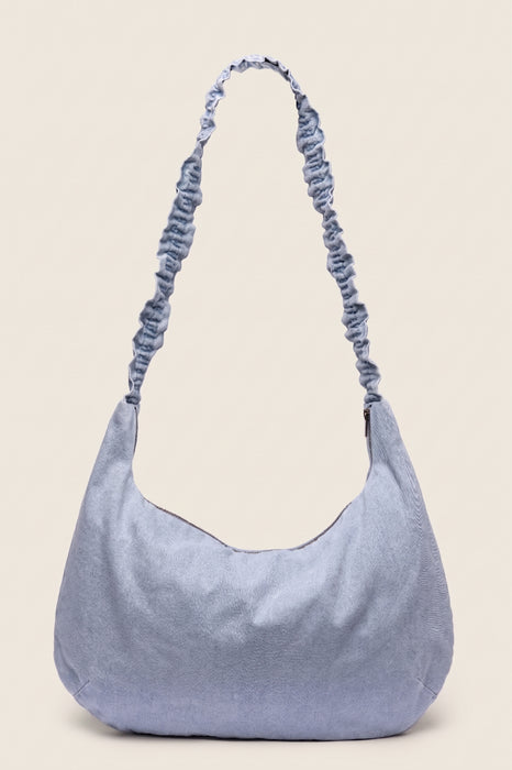 Johnny Was Denim Blue Floral Zipper Ruched Strap Crossbody Bag W01326-1