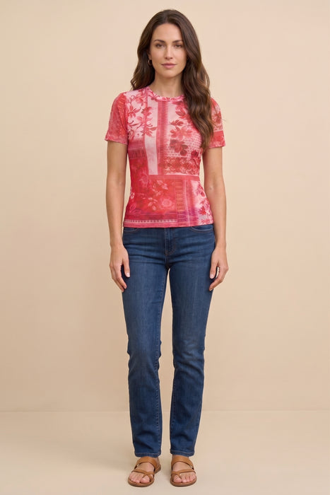 Johnny Was Diantha Eleanor Mesh Short Sleeve Tee T16826-1