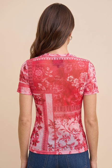 Johnny Was Diantha Eleanor Mesh Short Sleeve Tee T16826-1