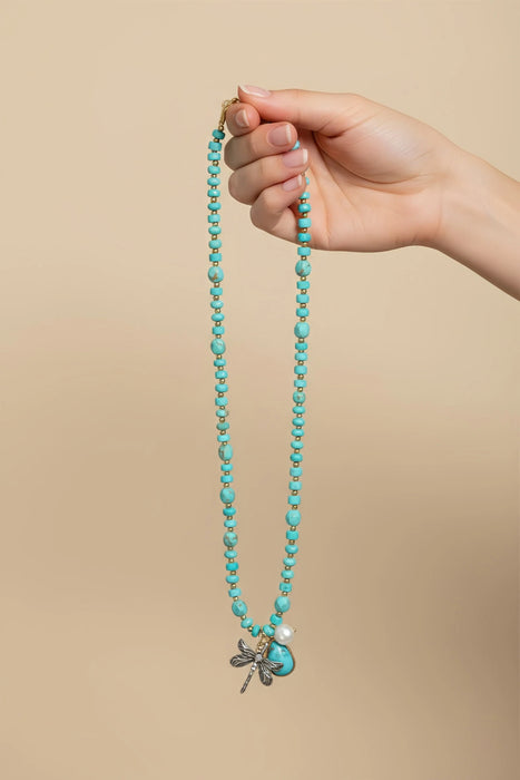 Johnny Was Dragonfly Daydream Turquoise Charm Necklace CJ69624