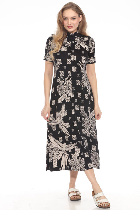 Johnny Was The Janie Favorite Short Sleeve Seamed Mock Neck Dress T37725-1P Petite