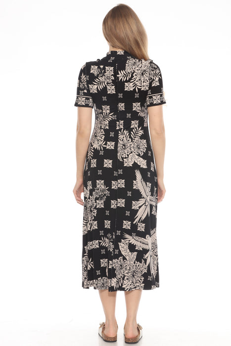 Johnny Was The Janie Favorite Short Sleeve Seamed Mock Neck Dress T37725-1P Petite