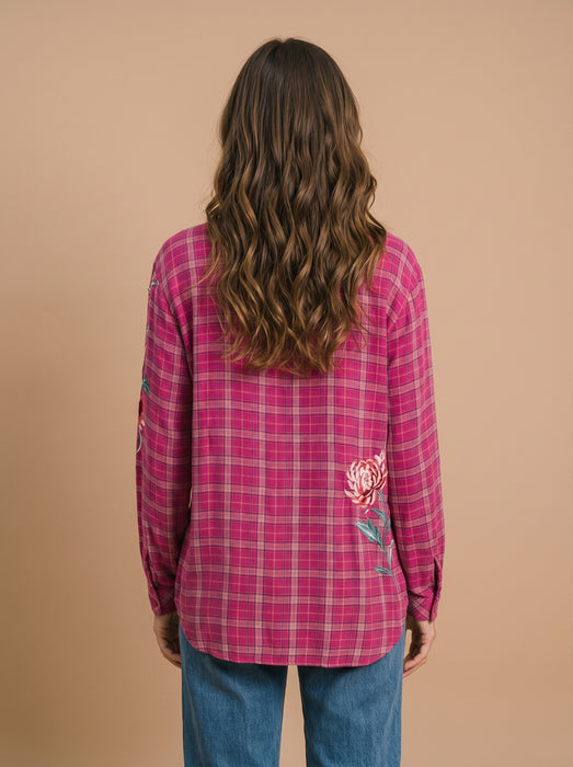 Johnny Was Dullet Plaid Weslie Long Sleeve Oversized Shirt Tunic W17625-E