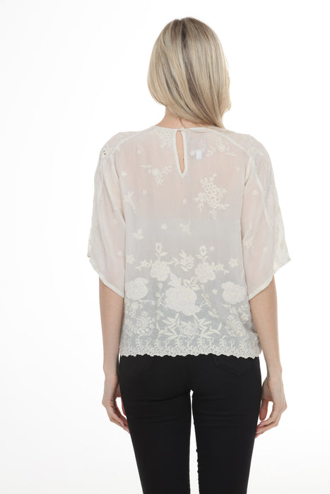 Johnny Was Beige Jonet Floral Embroidered Blouse C10525-6