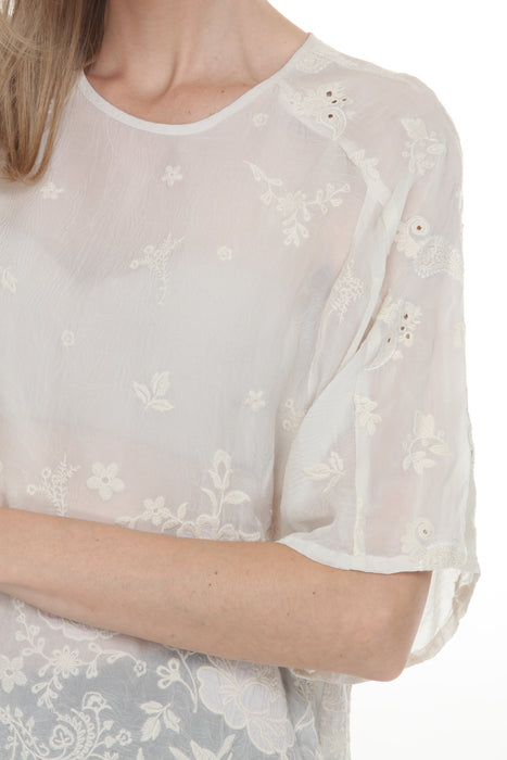 Johnny Was Beige Jonet Floral Embroidered Blouse C10525-6