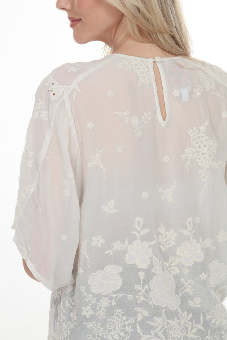 Johnny Was Beige Jonet Floral Embroidered Blouse C10525-6