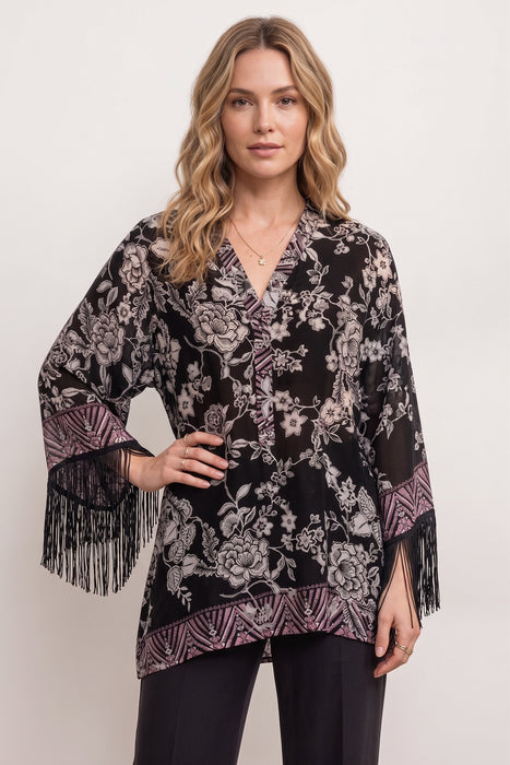 Johnny Was Black Edina Fringe Blouse C19624-6