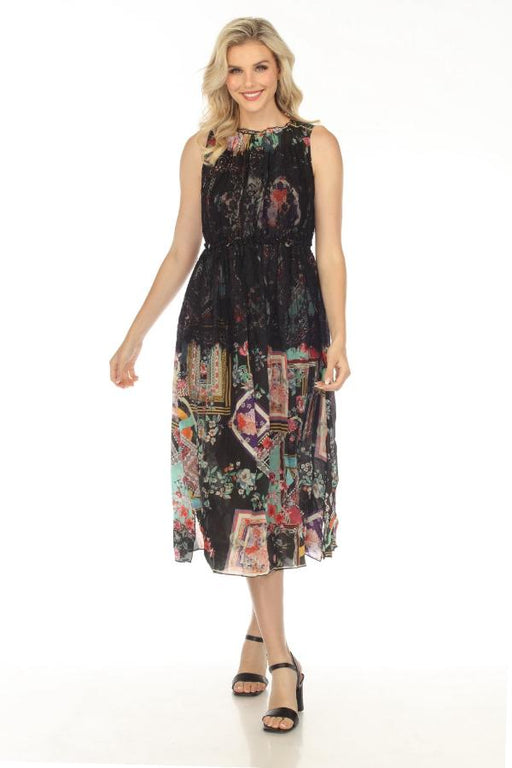 Johnny Was Style C30423 Elderberry Lace Printed A-Line Midi Slip Dress Boho Chic