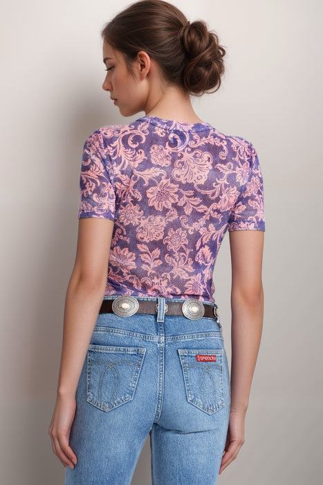 Johnny Was Florentina Mesh Short Sleeve Tee R16625-3