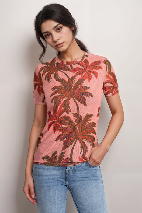 Johnny Was Pink Eleanor Mesh Short Sleeve Tee R17825-3