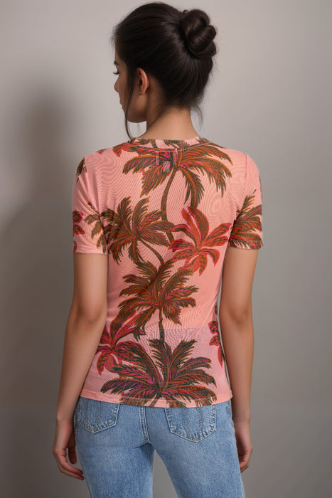 Johnny Was Pink Eleanor Mesh Short Sleeve Tee R17825-3