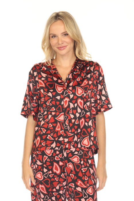 Johnny Was Black Emberlyn Silk Long Pajama Set MS0124A