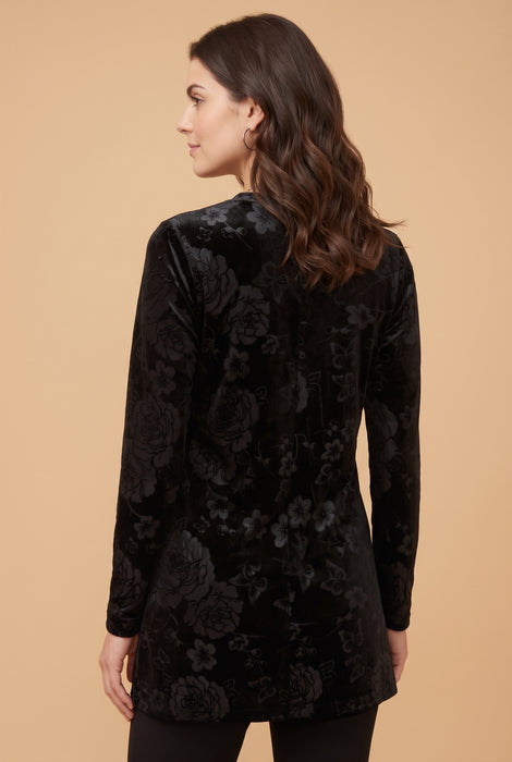 Johnny Was Embossed Stretch Long Sleeve Velvet Tunic J27825-0