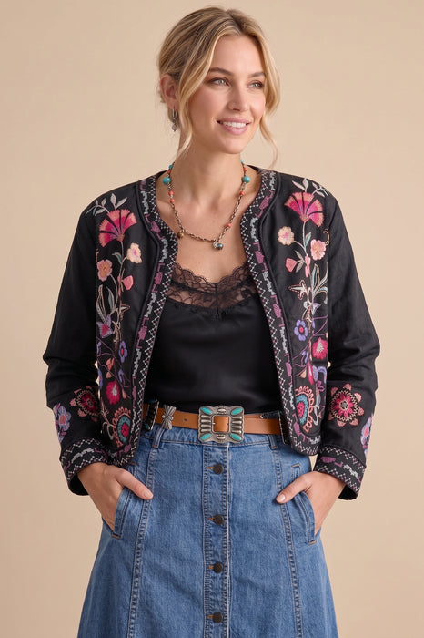 Johnny Was Embroidered Gloria Linen Bolero Jacket J43625-6*