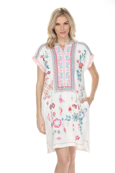 Johnny Was Embroidered Mishti Cotton Mini Dress C32626-3