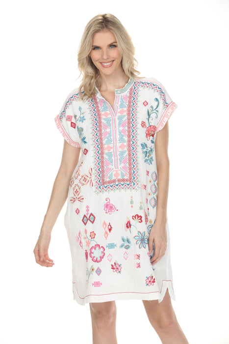 Johnny Was Embroidered Mishti Cotton Mini Dress C32626-3