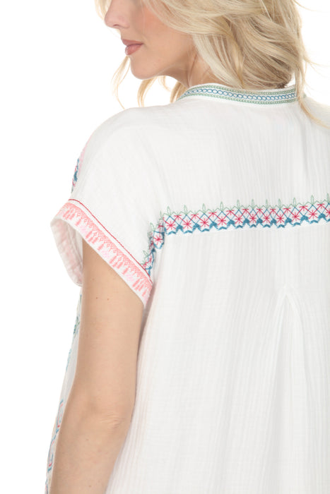 Johnny Was Embroidered Mishti Cotton Mini Dress C32626-3