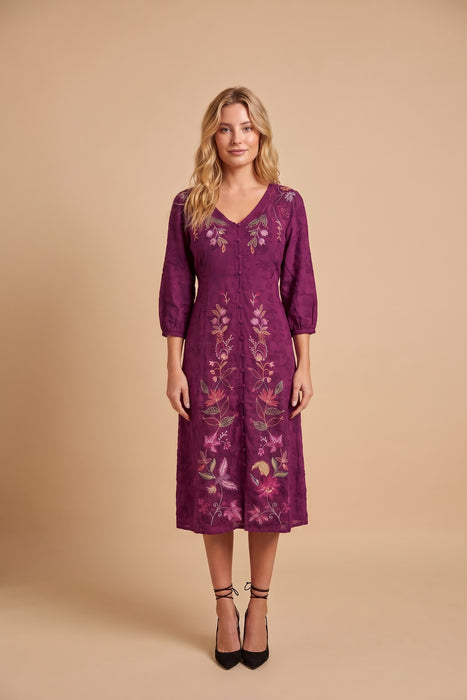 Johnny Was Embroidered Penellope Button Front Dress W38825-O