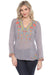 Johnny Was Style JW31123 Embroidered Long Sleeve V-Neck Tie Blouse