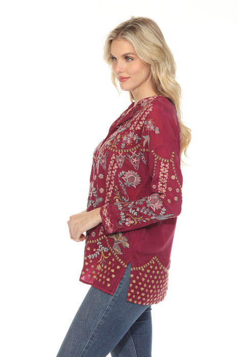 Johnny Was Slim Emmea Audrey Embroidered Tunic Top C21424-9
