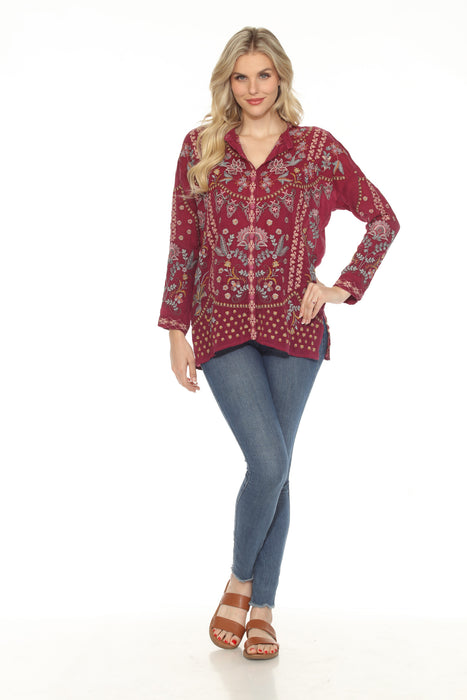 Johnny Was Slim Emmea Audrey Embroidered Tunic Top C21424-9